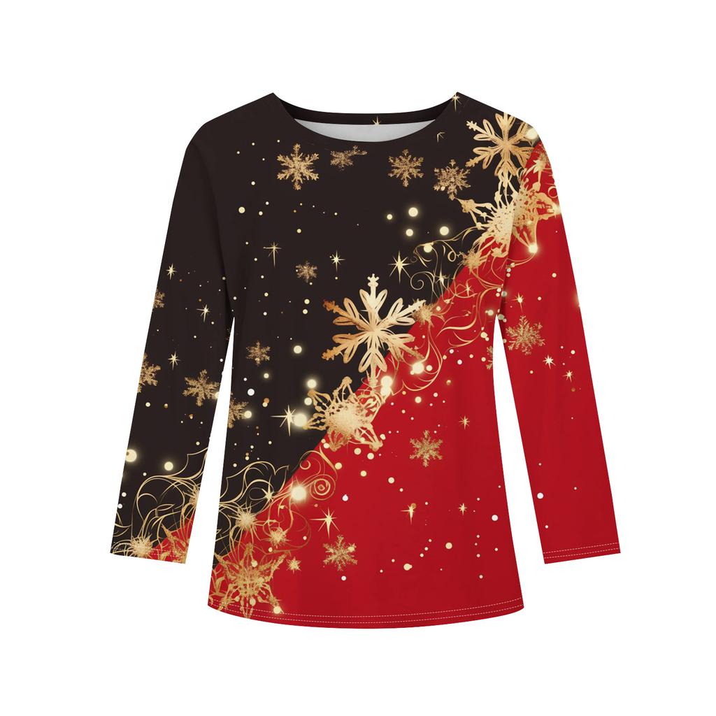 Christmas Day Girls Long Sleeve T Shirts Kids Fall Tops Crewneck Printed Basic Tees