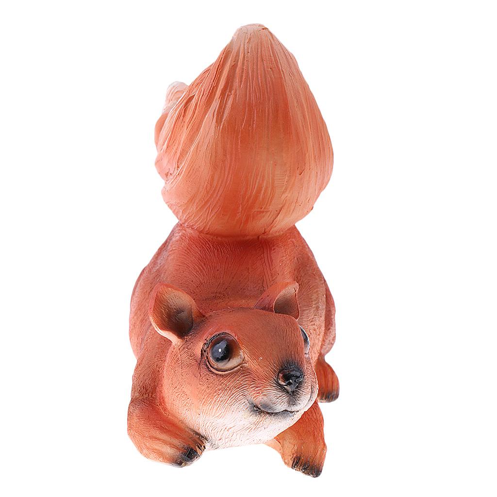 Realistic Squirrel Sculpture Resin Figurine Lawn Ornament Garden Decor for Outdoor Home Table Decoration