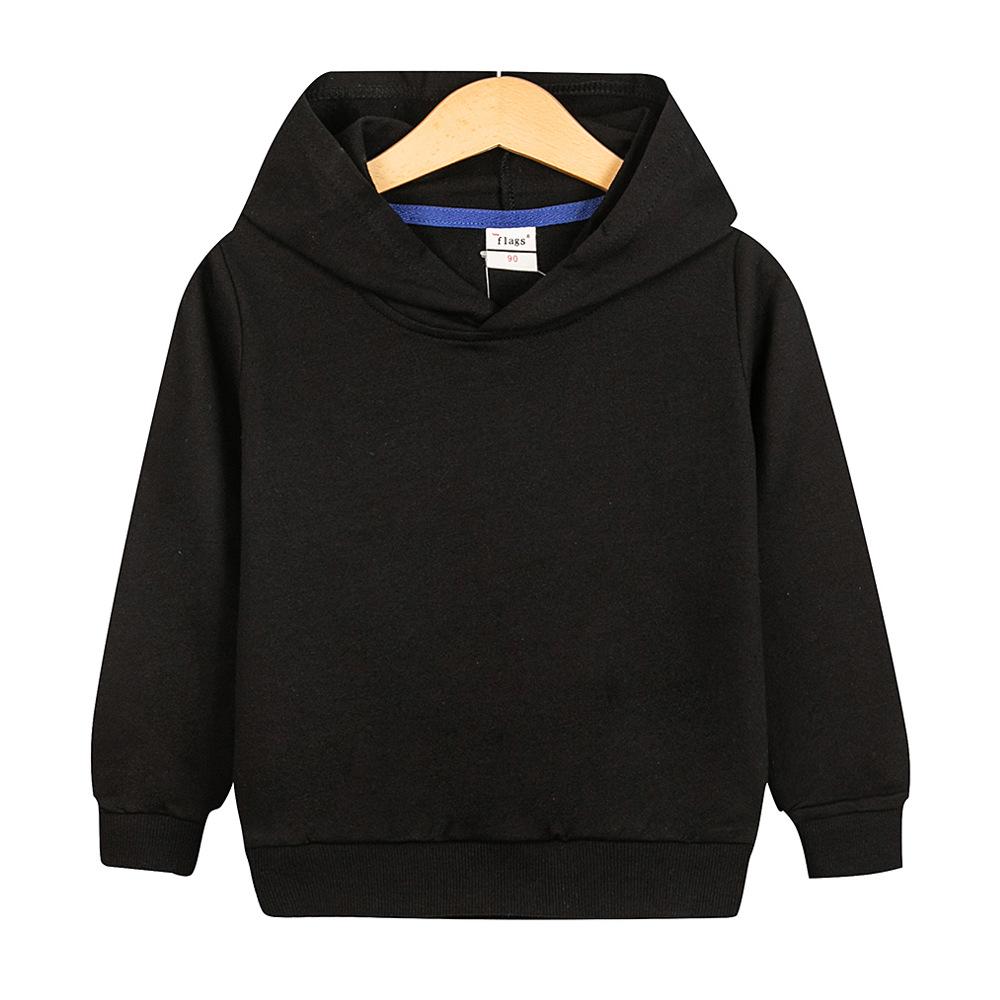 Autumn/Winter Solid Color Hooded Sweatshirt for Kids, Casual Top/Outerwear, Custom Patterns Available