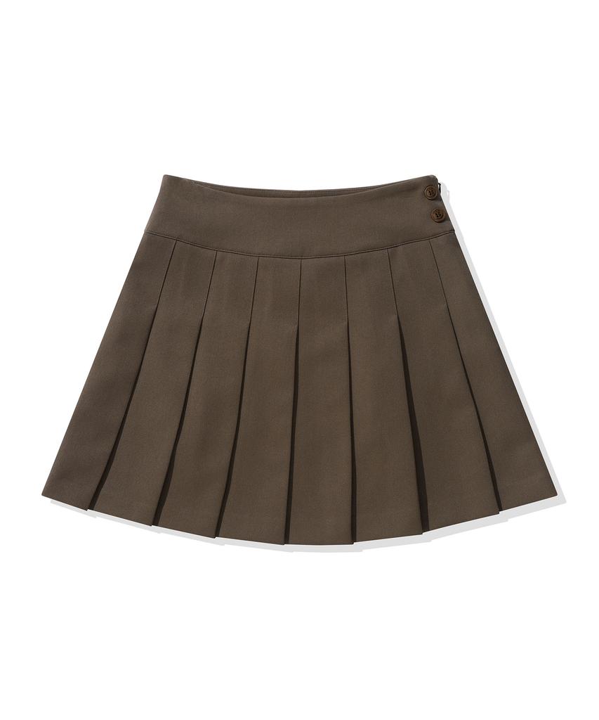 Code Graphy (Women) Pleated Mini Skirt_Chocolate Brown