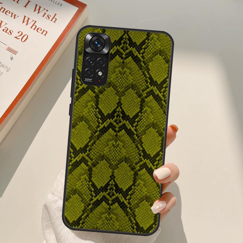 Python Snake Skin Case For Xiaomi Redmi Note 10 8 9 11 Pro 8T 9S 10S 11S Redmi 10C 9C 9A 9T K50 K40 Gaming