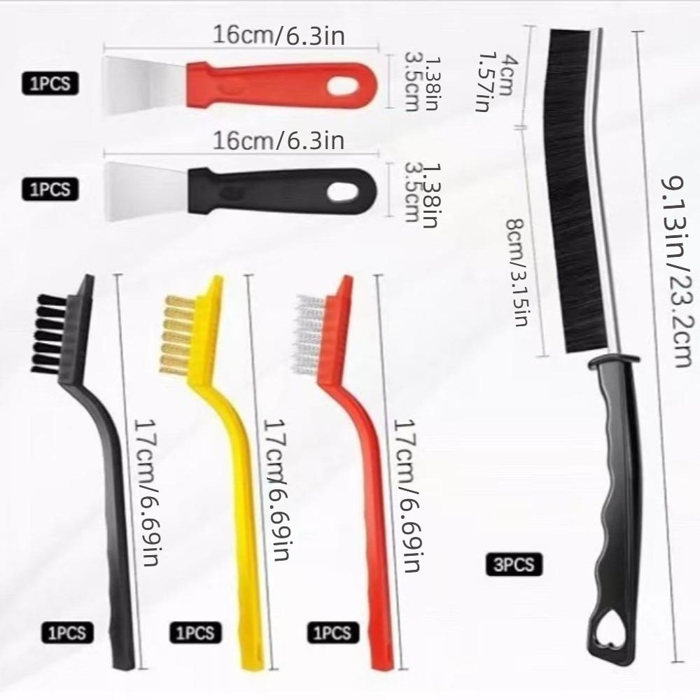 11Pcs Strong Decontamination Stove Rust Remover Hard Bristle Kitchen Cleaning Brush Kit  Household