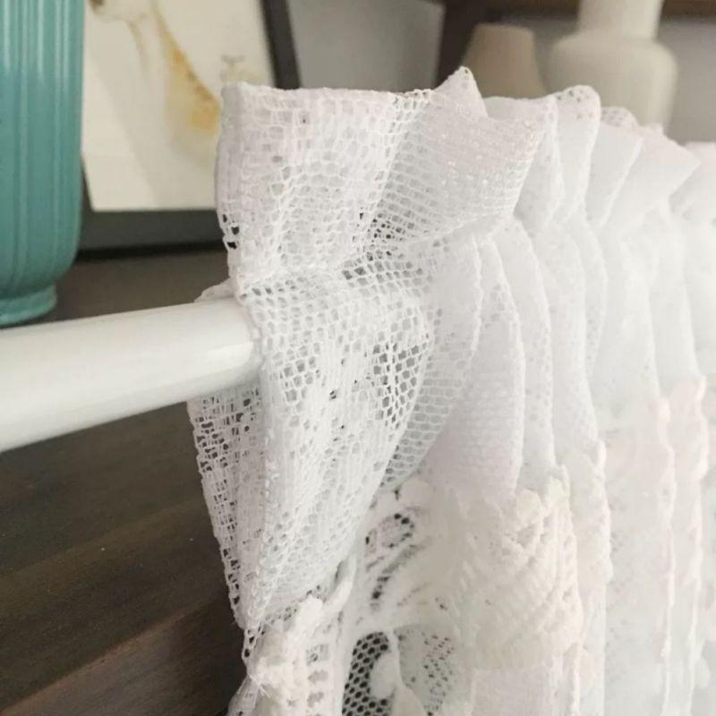 1pcs White Embroidered Short Curtains Translucent Gauze Curtains Decorative Curtain