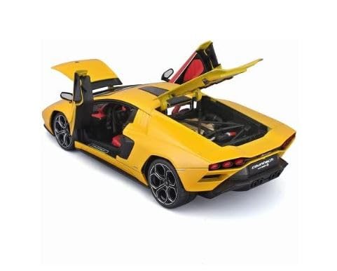 Maisto Lamborghini Countach LPI800-4 Yellow 1/18 Scale Special Edition Model with Display Base, Openable Doors, and Working Suspension