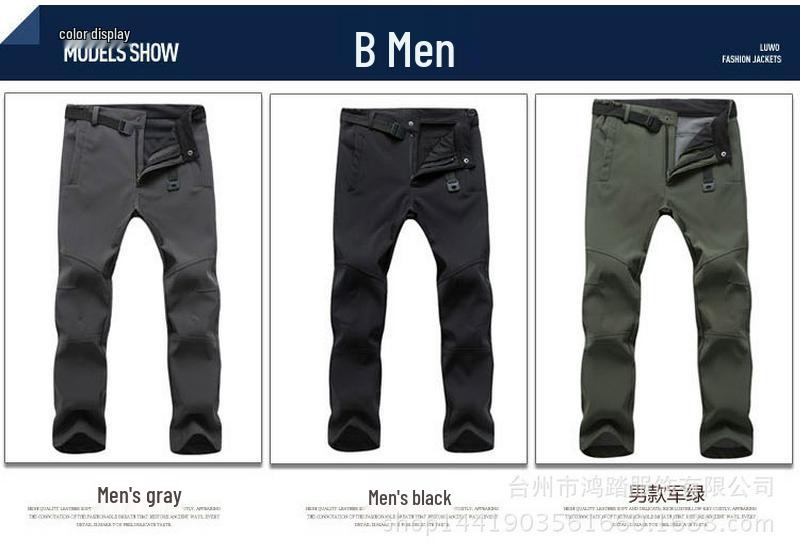 Men's and Women's Windproof Softshell Fleece Pants for Skiing, Mountaineering, and Outdoor Sports - Slim Fit, Plus Size, Autumn/Winter.