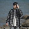 Men's 2023 Retro Japanese Plaid Loose Long Sleeve Shirt for Spring and Autumn