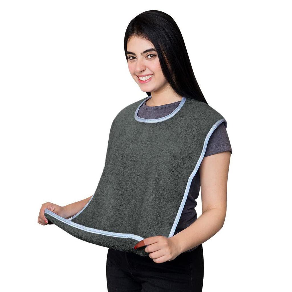 Stain-Resistant Bib with Pocket for Elderly Care and Mealtime Assistance
