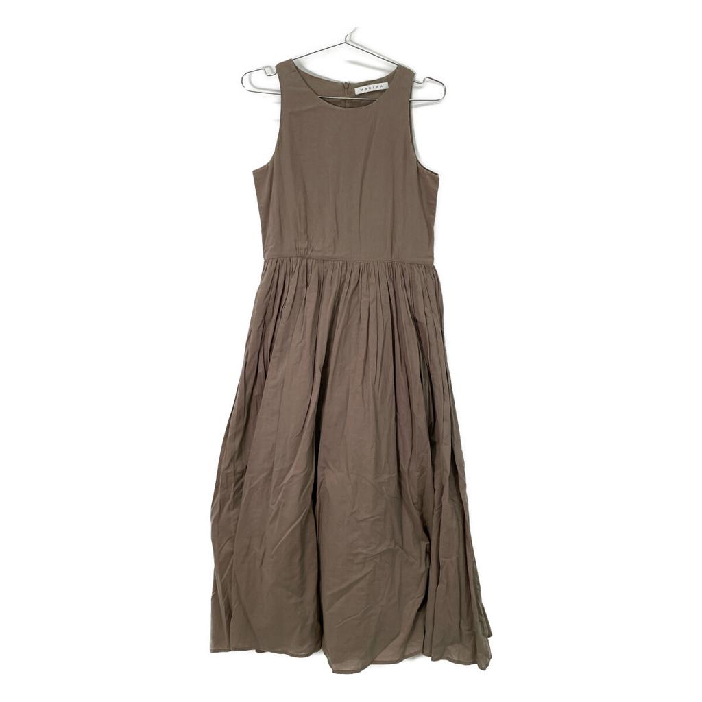 MARIHA Grey Cotton Sleeveless Dress Dress 38 greigeUsed