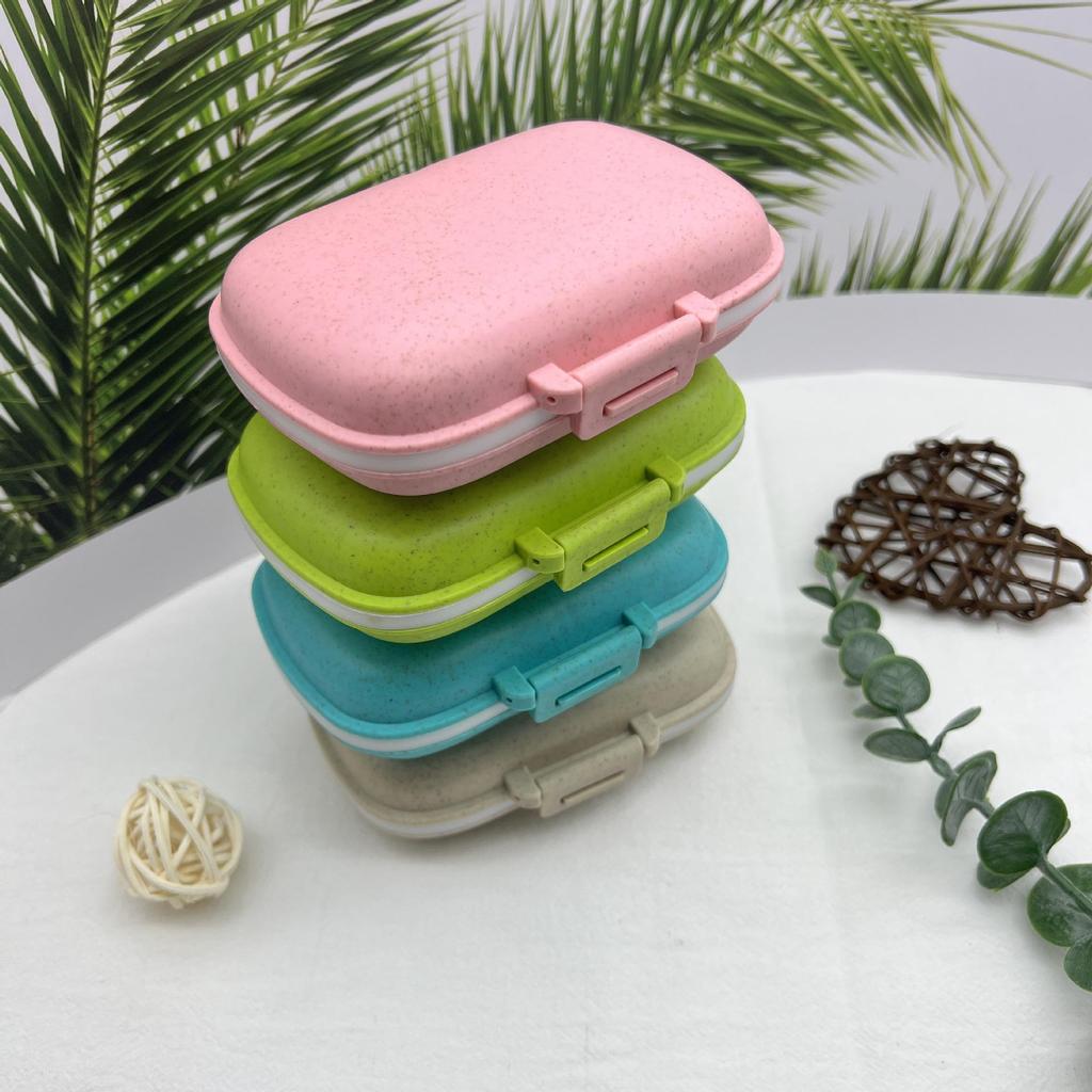 Wheat Straw 8-Compartment Portable Pill Organizer - Moisture-Proof Weekly Medicine Holder