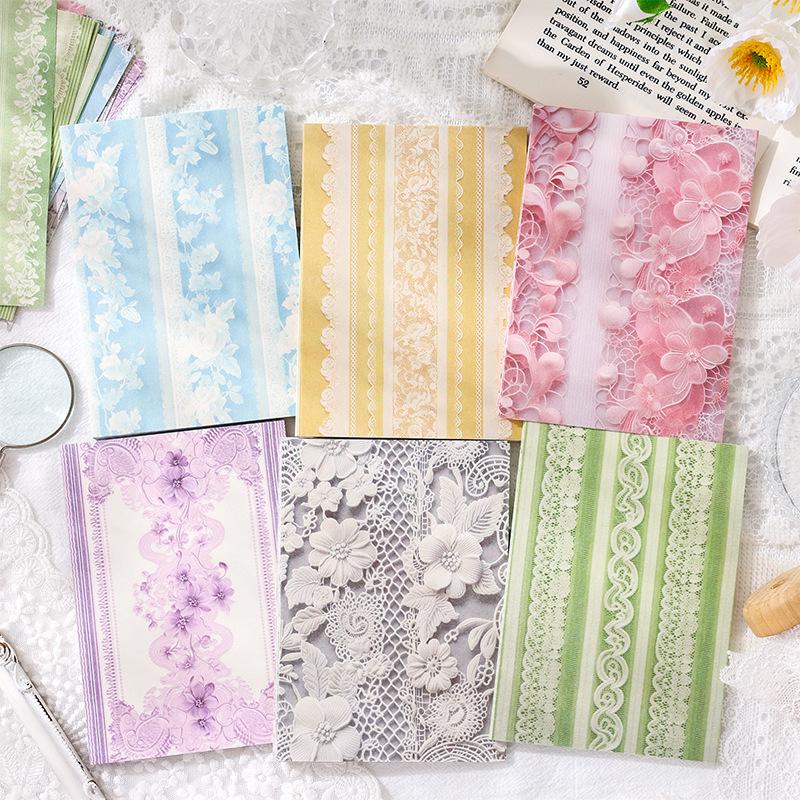 30 Sheets European Vintage Lace Paper, Journal Album Decor Paper, DIY Collage Background Material