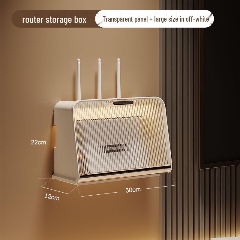 Wall-Mounted Multi-Functional Storage Box for WiFi Router, Power Strip, and Cable Management
