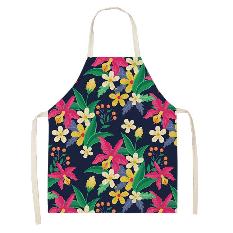 

unframed Creative Plant Priinting Women Kitchen Aprons Cooking oil-proof Cotton Linen Antifouling Chef Apron 55x68cm 38x47cm