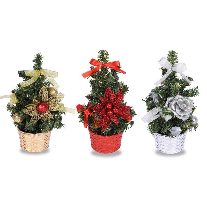 

3 шт. Настольная мини-елка Маленькая искусственная мини-елка Рождественский подарок Деревья в снегу и инее