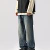 Washed Old Jeans Men's Straight Loose Street Large Size Textured Dad Wide-leg Pants