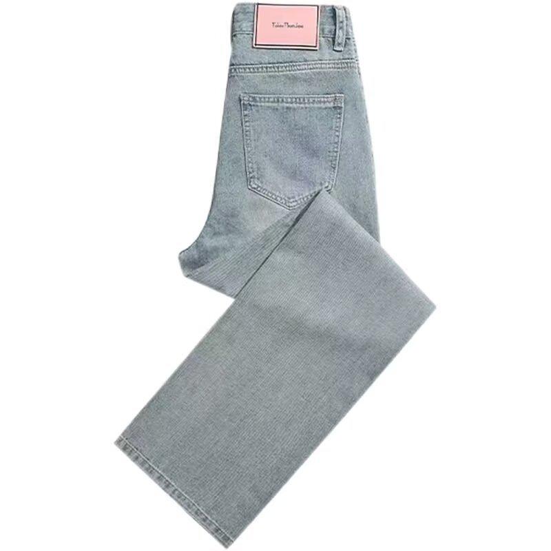 Women's High Waist Light Color Wide Leg Jeans - Spring/Summer 2025 Korean Style, Floor-Length, Slimming, Thin and Versatile Straight Leg Pants