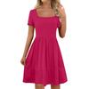 Women's Short Sleeve Square Collar Black Earrings Sexy Short Dress
