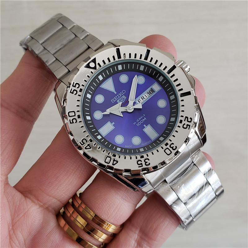 SEIKO Men Automatic Mechanical Dive Watch Stainless Steel Band Rotating Bezel Luminous Hands 50M Waterproof Sport Male Wristwatch