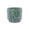 Mini Small Ceramic Plant Pot Ø19 cm, Glossy Rich Green Heart-Ornament Relief, Breathable Drainage Hole for Mini Succulents and Desktop Herbs