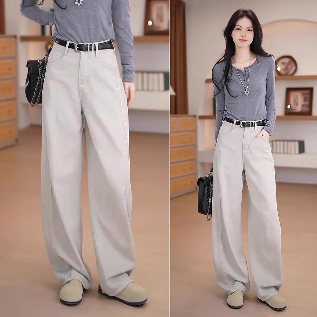High-Waisted Women's Scimitar Jeans: 2025 Spring & Autumn Wide-Leg Slimming Banana Pants