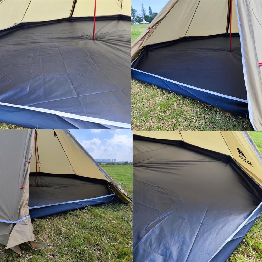 Octagonal Ground Sheet for 2-3 Person One-Pole Tents, Lightweight, Waterproof, PU4000mm, 3D Design, Includes Storage Bag