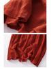 2025 Summer Women's Plus Size Ramie Embroidered Loose Retro Dress (Unlined)