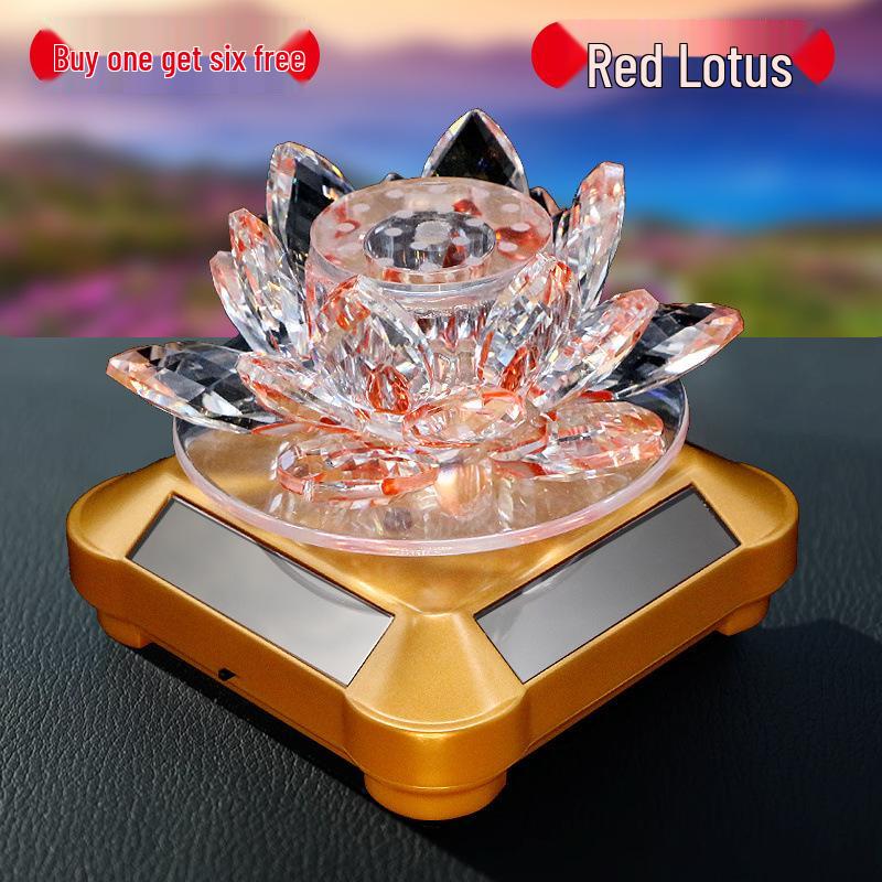 Rotating Crystal Lotus Solar Car Air Freshener & Aromatherapy Ornament