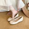 Inner Heightening Version~ French Fairy Wind Light Mouth Bow Single Shoes Women's Spring and Autumn Soft-soled Color Matching Small Fragrant Wind Si