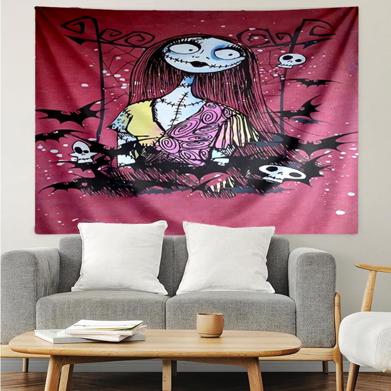 The-Nightmare-Before-Christmas Print Tapestry, Backdrop, Easy Setup, Ideal for Bedroom, Office & Living Room, with Aesthetic Wall Hanging Decor.