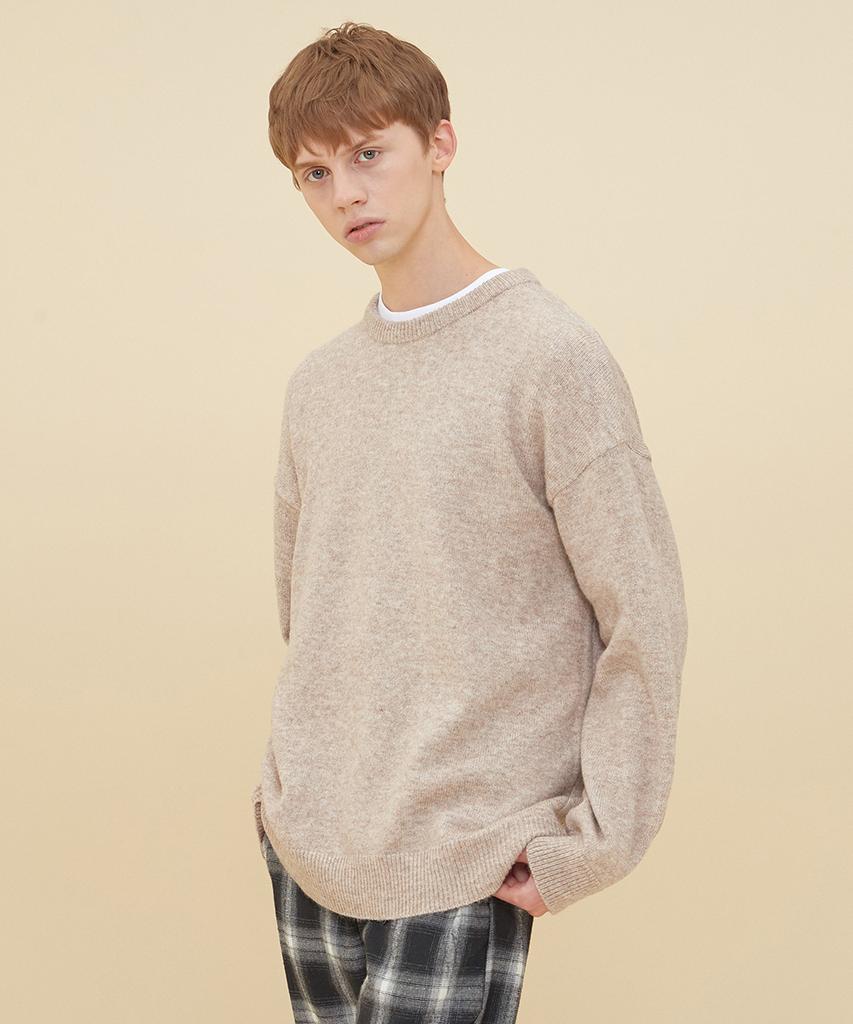 BLOND9 Melange Round Neck Sweater_Mocha