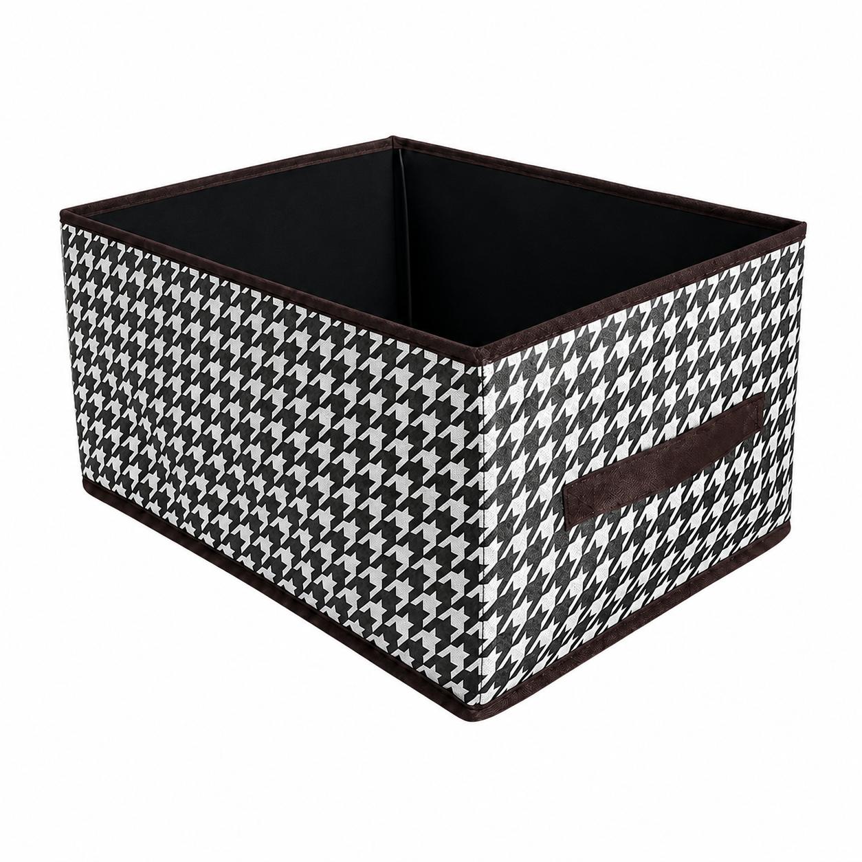 Houndstooth Clothing Organizer Foldable Storage Box Wardrobe Drawer Organizer Clothes Storage Bin Pull Handle Closet Home Use коричневый