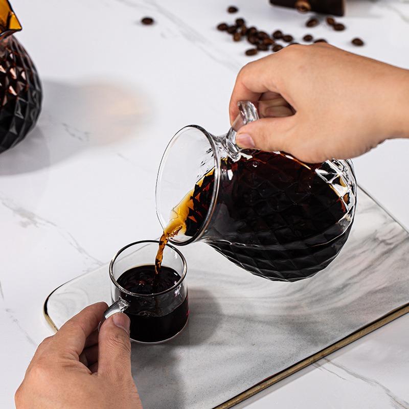 High Borosilicate Glass Amber Coffee Pot Hand Prune Coffee Sharing Pot