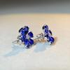 S925 Sterling Silver Daisy Flower Aquamarine Zircon Stud Earrings for Women - European & American TikTok Style