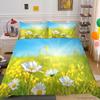 3D Printing Household Bedding Set Chrysanthemum Printing Pillowcase and Quilt Cover 2/3 Pieces of Plant Microfiber Comfortable Household Bedding