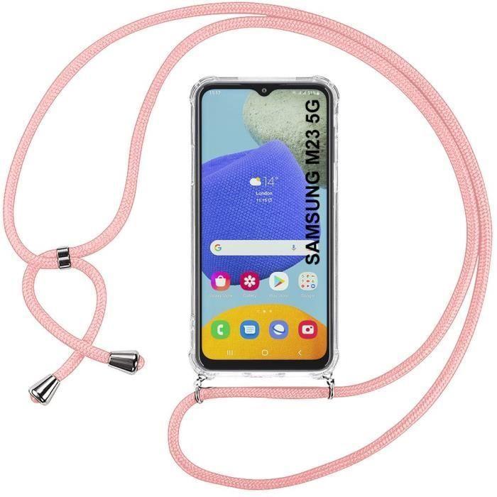 Coque de téléphone - BOOLING - Samsung Galaxy M23 5G - Protection renforcée - Antichoc - Cordon réglable rose