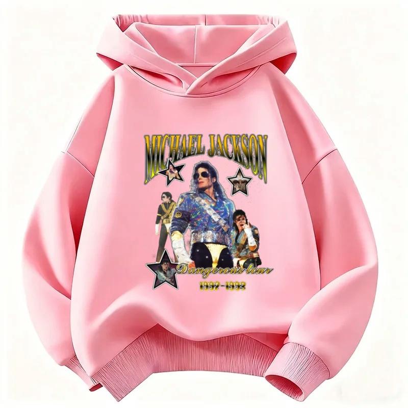Kids Michael Jackson Graphic Hoodie Boys Girls Vintage Hip‑Hop Pullover Sweatshirt Children Casual Long Sleeve Street Tops