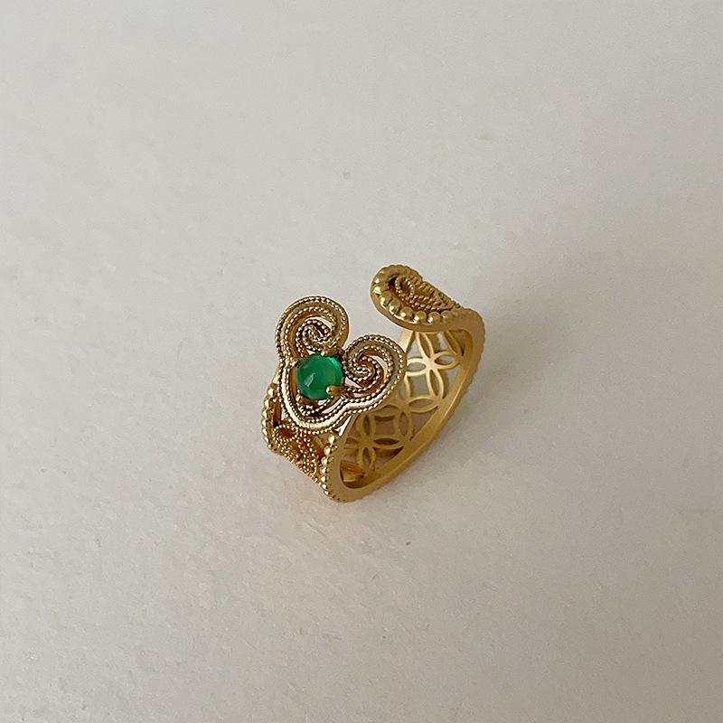 

Ретро-суд Ветер пуст, инкрустированный жуйи, открытое кольцо из агата, уникальный темперамент женской личности, кольцо