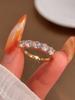 Anello in Argento 925 Semplice Classico Lucido a Cinque Stelle con Zirconi per Donna Fidanzamento Matrimonio Gioiello di Lusso di Alta Qualità