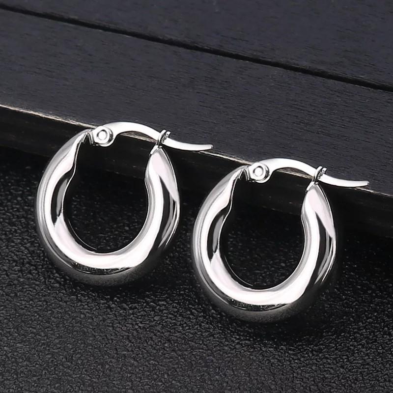 

CANNER Stainless Steel Smooth Ear Buckle Round Thick Hoops Earrings for Women Piercing Earings Gift Fashion Jewelry 20/25/30mm 5x20mm