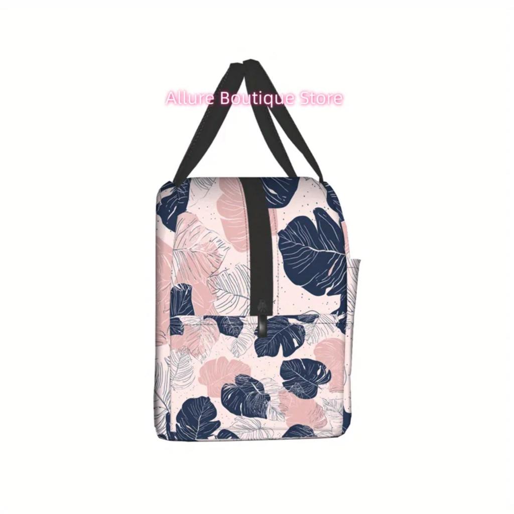 1pc 2D Printing Monstera Leaf Pattern Universal Work Lunch Bags for Both Men And Women - Small-Sized Adult Lunch Bag, Suitable f