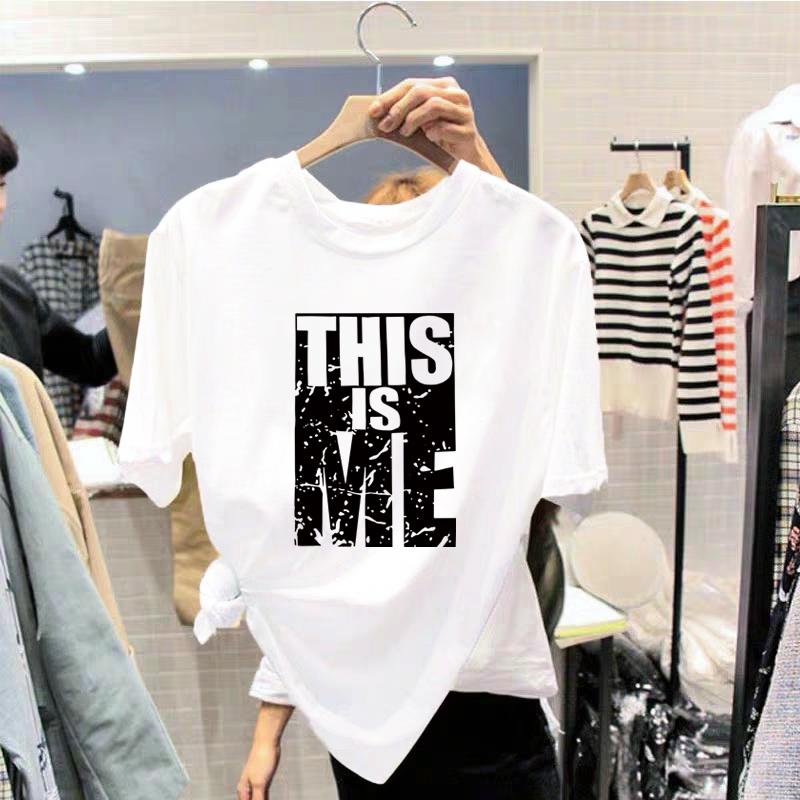 Unisex T Shirt for Women Korean Fashion Loose Teen Oversized Plus Size Tops Printed Graphic OM