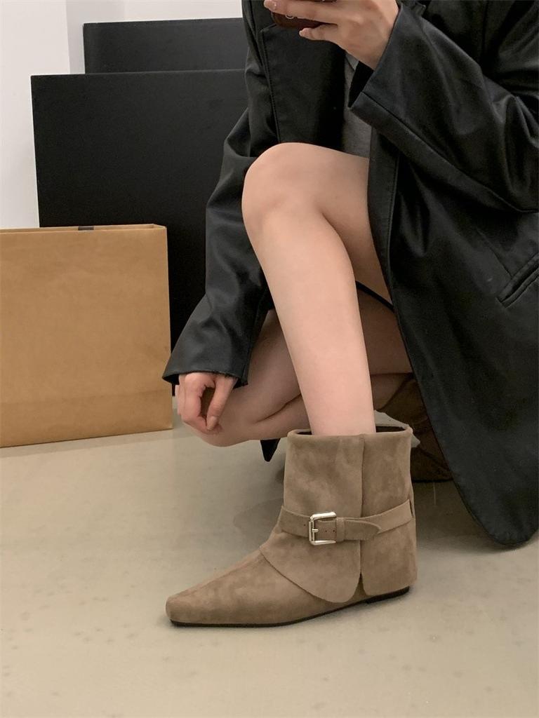 Vintage Maillard niche spitse korte laarzen skinny enkellaarsjes herfst Martin laarzen blote enkellaarsjes