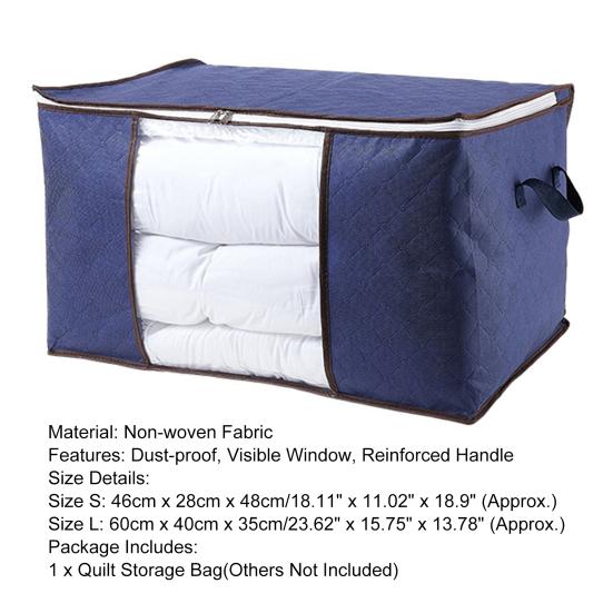 Quilt Storage Bag Foldable Large Capacity Non-woven Fabric Two-way Zipper Clothes Storage Bin for Wardrobe