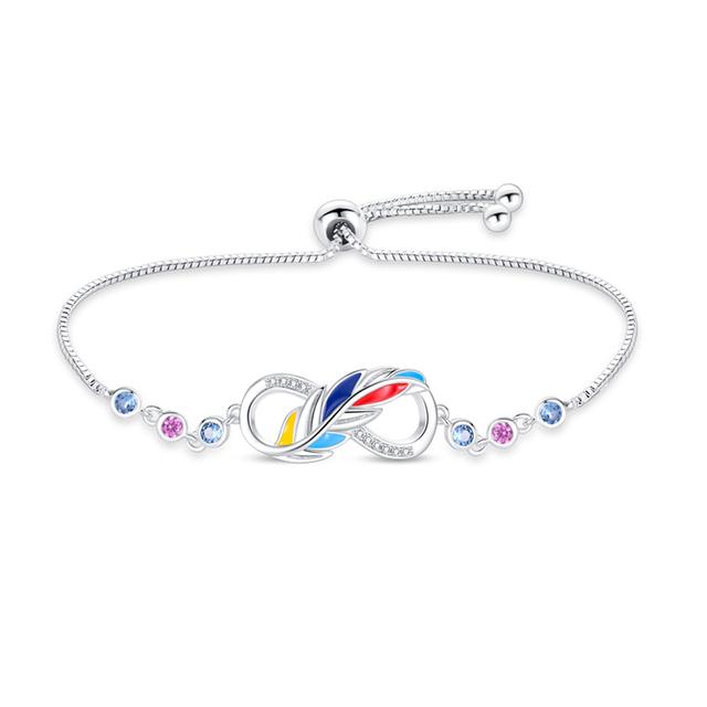 Bracelet Silver 925 Original Adjustable Fantasy Lucky Symbol Pink Flower Zircon Bracelets Fit DIY Charms Birthday Jewelry Gifts