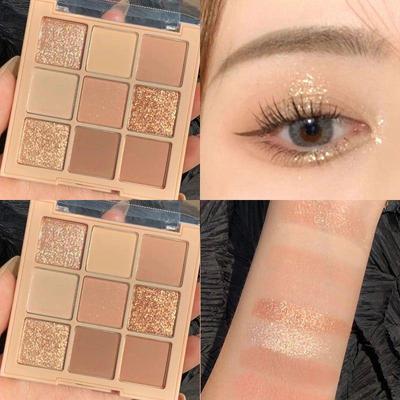 Ombretto a nove colori per tè al latte ombretto a nove griglie nove colori perline a disco acrilico trasparente sistema di colore nudo opaco
