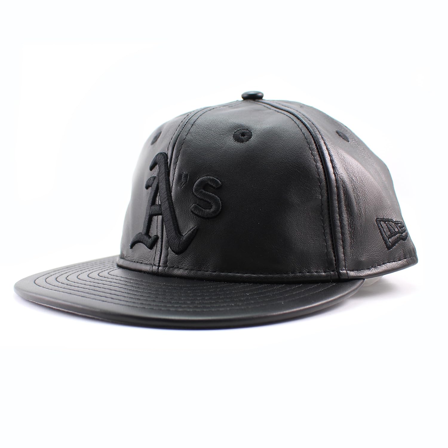 Кепка-страпбэк RC9FIFTY Oakland Athletics MLB Натуральная кожа Ретро-корона Страпбэк Полностью черная OAKLAND ATHLETICS [New Era] [Б/у] чёрный