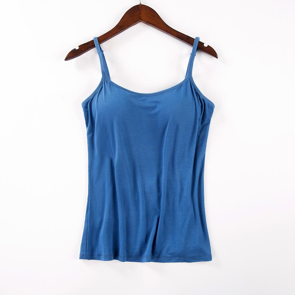 Damen Modal Einteiliger Sommer Yoga Sport BH mit Brustpolster Camisole Weste und Base Shirt