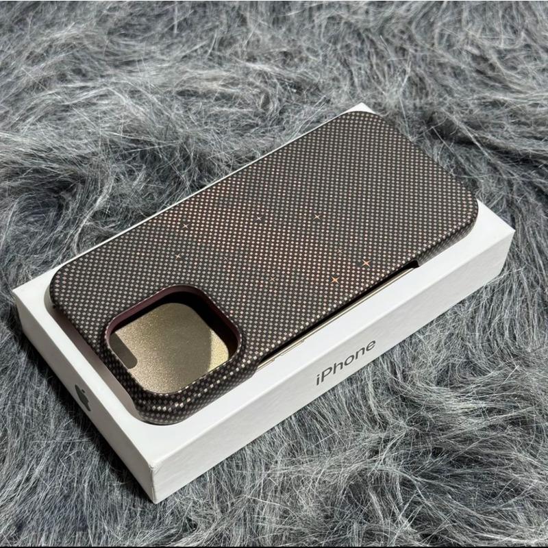 Applicable To IPhone16promax Starry Space Lattice Carbon Fiber Magnetic Phone Case Apple 15 Half Pack Protective Case 14