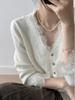 Women's V-Neck Wool Lace Cardigan - Long Sleeve, Short Jacket, Autumn/Winter Style, Trendy Temperament