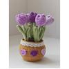 Handcrafted Crochet Tulips In Pot Dashboard Ornament Everlasting Fabric Flowers Bonsai Arrangement Vehicle Decor Accessory Handmade Yarn Potted