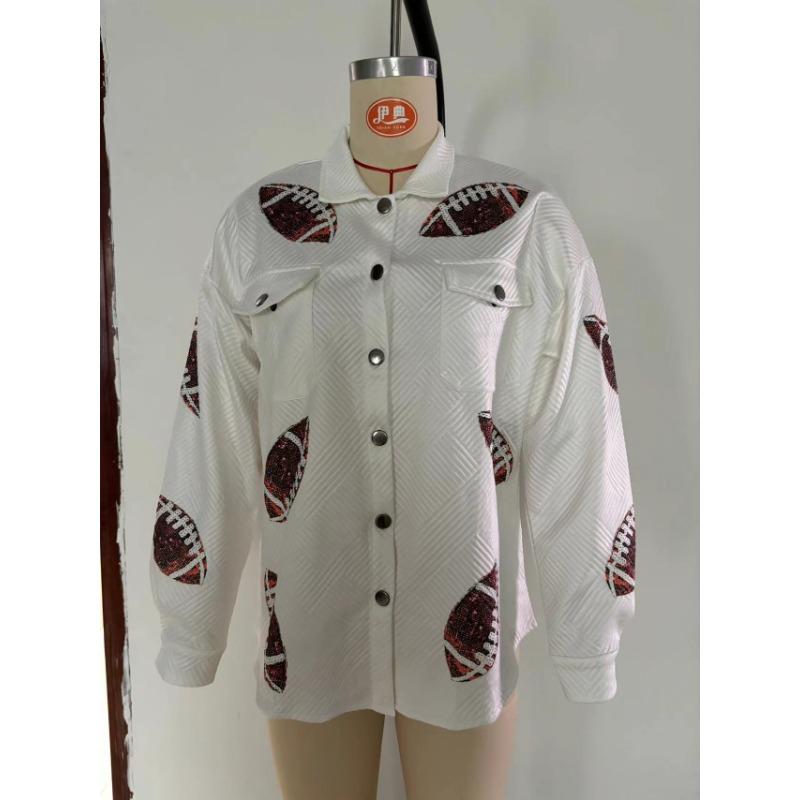 Осенняя женская куртка регби больших размеров с принтом в стиле пэчворк XXL белый — фото 6